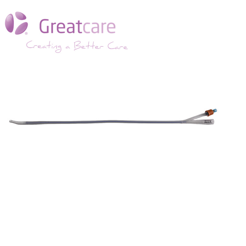 Double-Lumen Silicone Foley Catheter with Tiemann Tip